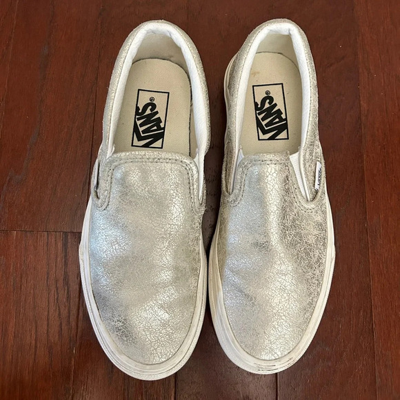 VANS CLASSIC SLIP-ON (CRACKED SILVER) SHOES men 5 women 6.5 - Picture 3 of 11